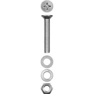 ЗУБР M4 x 40 мм, 15 шт., потайная головка, винт DIN 965 в комплекте с гайкой, шайбой, шайбой пружинной