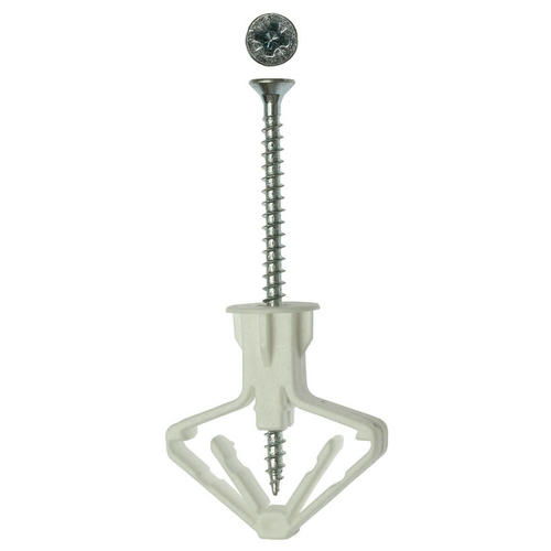 ЗУБР 4 шт., 10 х 50 мм, тип Бабочка, полипропиленовый, с оцинкованным саморезом, дюбель для пустотелых конструкций