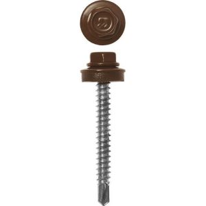 ЗУБР 60 х 4.8 мм, 200 шт., RAL 8017 шоколадно-коричневый, СКД саморезы кровельные для деревянной обрешетки Профессионал