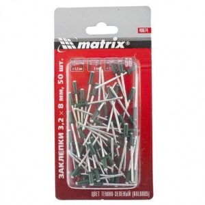 Заклепка вытяжная алюминий/сталь MATRIX 3,2х8мм RAL6005 темно-зеленый 50шт
