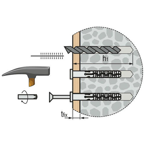 Дюбель распорный для сквозного монтажа PNDS 8x100мм 12шт с шурупом — изображение 2