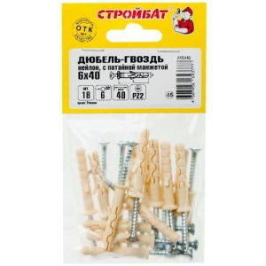 Дюбель-гвоздь нейлон пот.манж. 6х40 (18 шт)