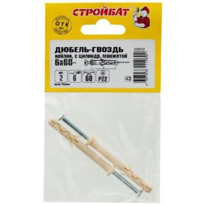 Дюбель-гвоздь нейлон цил.манж. 6х60 (2 шт)