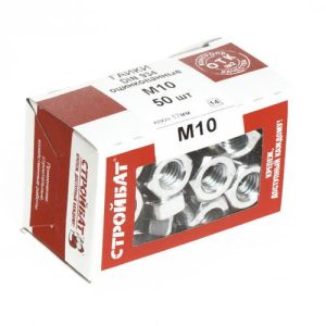 Гайка шестигранная DIN 934 М10, 50шт, цинк