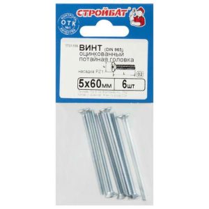Винт оцинк.пот. DIN 965 М 5х60 (6шт)