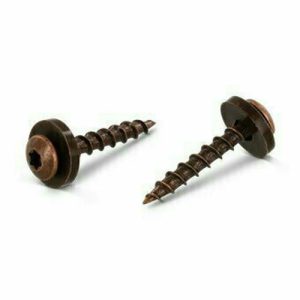 Саморез ART 9066 А2 для подоконников с подкладной шайбой из полиамида, крупная резьба, звездообразный шлиц, коричневый 3,9х32