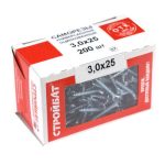 Саморезы универсальные оцинкованные ШУц 3,0х25мм, потайная голова, 200шт