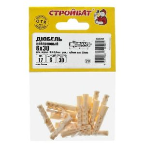 Дюбель нейлоновый 6х30 мм (17 шт) Стройбат