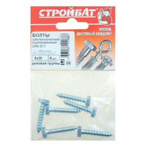 Болт сантехнический оцинк. DIN 571 6х 30 (6 шт)