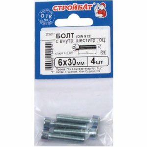 Болт с внутр. шестигр. оц. DIN 912 М 6х 30 (4шт)