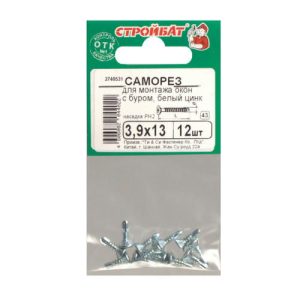 Саморезы для монт.окон оцинк. с буром 3,9х13 (12 шт)