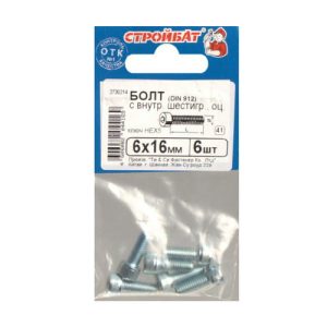 Болт с внутр. шестигр. оц. DIN 912 М 6x16 ( 6 шт)
