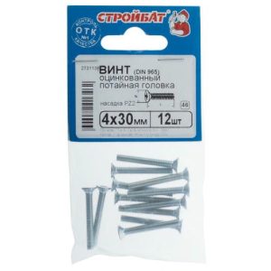 Винт оцинк.пот. DIN 965 М 4х30 (12шт)
