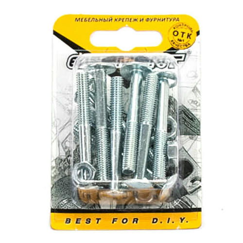 Болт мебельн.с усом DIN 607 6x50 с гайкой (белый цинк 8 шт)