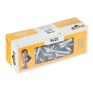 Болт мебельн.с усом DIN 607 6x25 (белый цинк 70 шт)