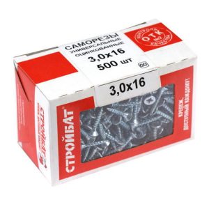 Саморезы универсальные оцинкованные ШУц 3,0х16мм, потайная голова, 500шт