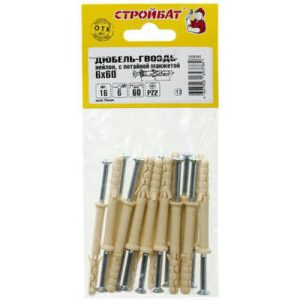 Дюбель-гвоздь нейлон пот.манж. 6х60 (16 шт)