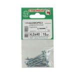 Саморезы универсальные оцинкованные ШУц 4,0х40мм, потайная голова, 15шт