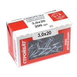 Саморезы универсальные оцинкованные ШУц 3,0х20мм, потайная голова, 200шт