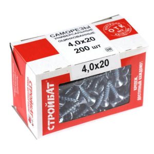 Саморезы универсальные оцинкованные ШУц 4,0х20мм, потайная голова, 200шт