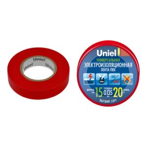 Изолента ПВХ Uniel UIT-135P 15 мм красная 20 м