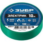 Изолента ПВХ Зубр Электрик 1233-4_z02 зеленая 15 мм 10 м