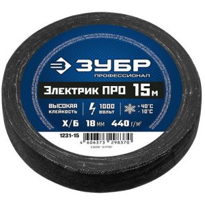 Изолента Зубр Электрик Про 1231-15 черная 18 мм 15 м