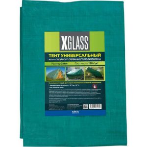 Тент универсальный X-Glass 330007 зеленый с люверсами 3х6 м 120 г/м2