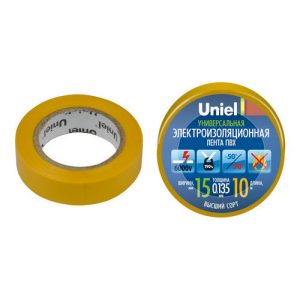 Изолента ПВХ Uniel UIT-135P 15 мм желтая 10 м