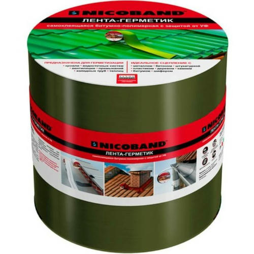 Лента герметизирующая Nicoband самоклеящаяся зеленая 10000х150 мм
