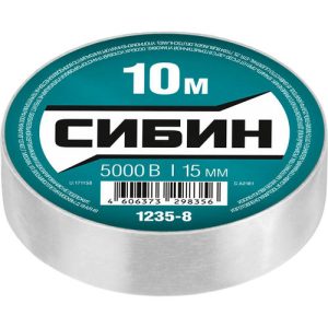 Изолента ПВХ Сибин 1235-8 15 мм белая 10 м