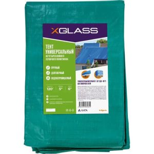 Тент универсальный X-Glass с люверсами зеленый 5х6 м 120 г/м2