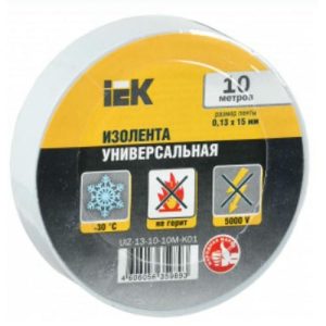 Изолента ПВХ IEK UIZ-13-10-10M-K01 0,13х15мм 10м белая