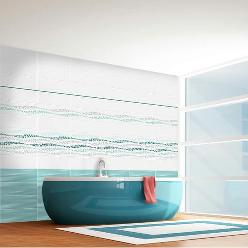 Панель стеновая ПВХ Starline Плитка 3D Волна бирюза 2700х250х8 мм 12 шт — изображение 2