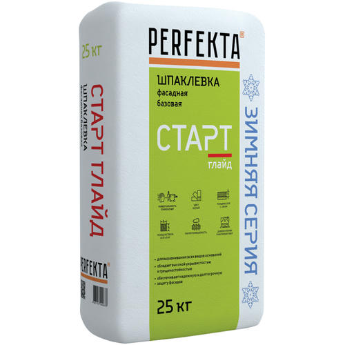 Шпатлевка цементная Perfekta Старт Глайд базовая зимняя 25 кг