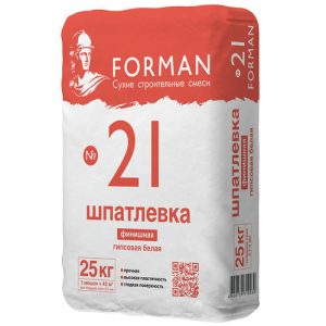 Шпатлевка гипсовая финишная Forman 21 от 0,2 мм белая 25 кг