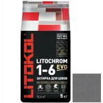 Затирка цементная для швов Litokol Litochrom 1-6 Evo LE.110 стальная серая 5 кг