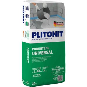 Ровнитель для пола Plitonit Universal быстротвердеющий самовыравнивающийся 20 кг