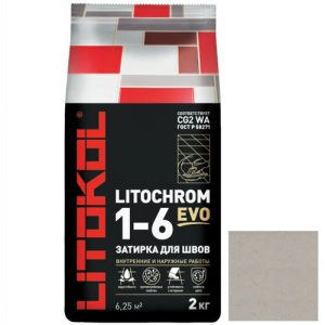 Затирка цементная для швов Litokol Litochrom 1-6 Evo LE.120 жемчужно-серая 2 кг