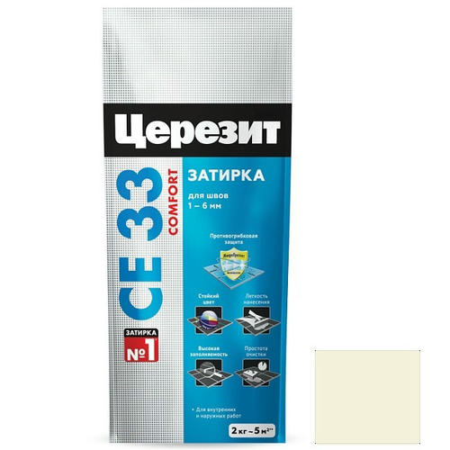 Затирка цементная для узких швов Ceresit СЕ33 Comfort Натура 2 кг