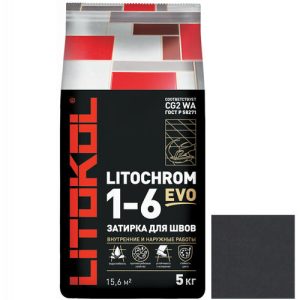 Затирка цементная для швов Litokol Litochrom 1-6 Evo LE.145 Черный уголь 5 кг