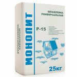 Шпаклевка цементная Монолит Р-15 Универсальная серый 25кг